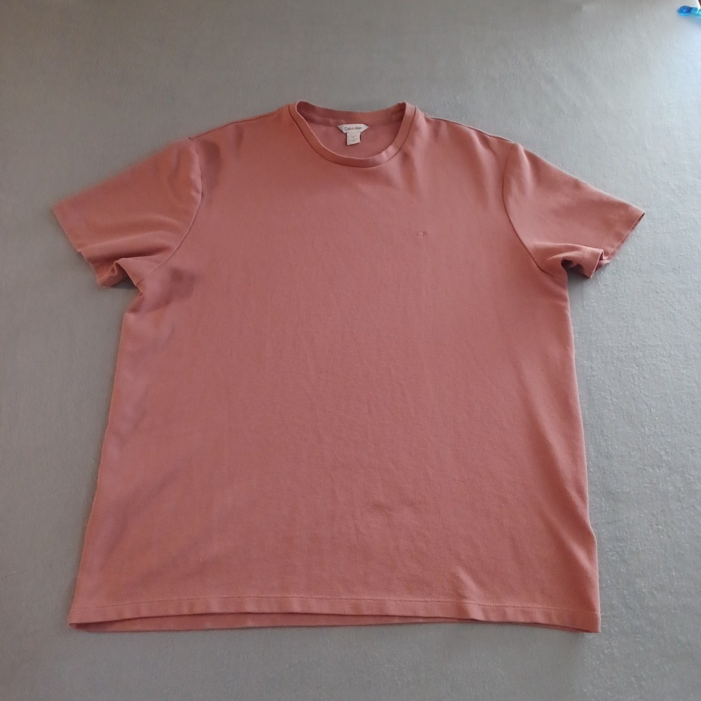 Calvin Klein Mens XL Crewneck T-Shirt Rose Pink Short Sleeve Embroidered CK Logo